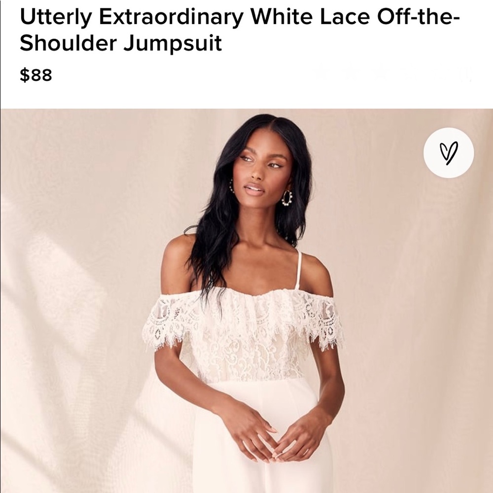 Lulu's White Lace Off-the-Shoulder Jumpsuit